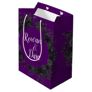 Sac Cadeau Moyen Mariage violet noir Rose gothique