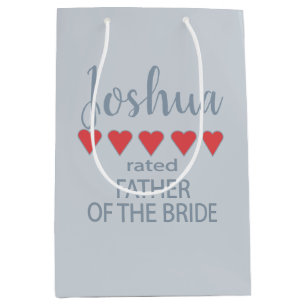 Sac Cadeau Moyen Mariée & Cortège de Mariage 5 Cœurs Père de la Mar