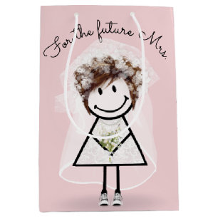 Sac Cadeau Moyen Mariée Fille Bâton en Robe de Dentelle et Baskets