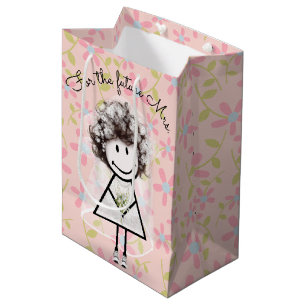 Sac Cadeau Moyen Mariée Fille Bâton en Robe de Dentelle et Baskets