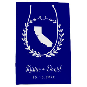 Sac Cadeau Moyen Marine Blue California Carte Mariage Bienvenue Swa