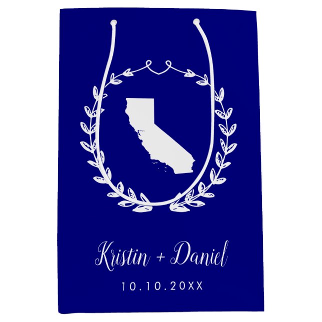 Sac Cadeau Moyen Marine Blue California Carte Mariage Bienvenue Swa (Devant)