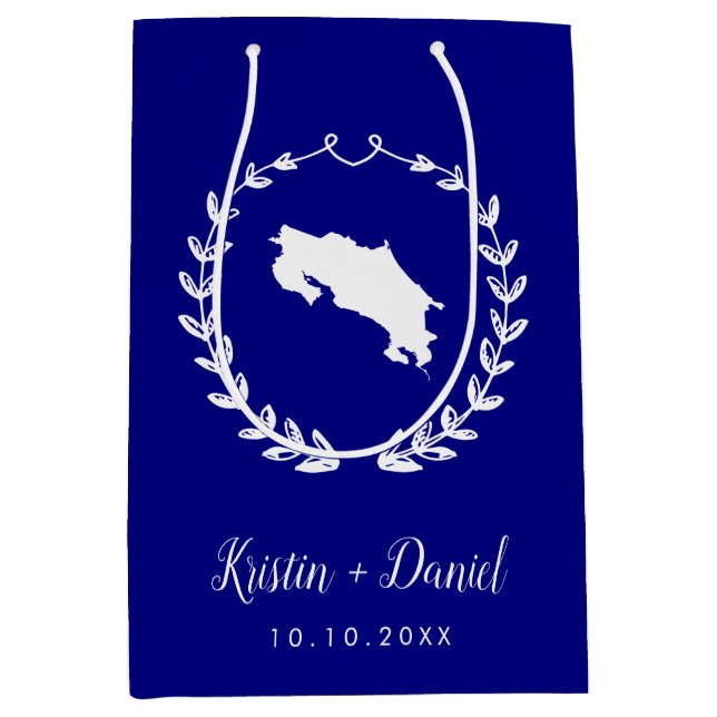 Sac Cadeau Moyen Marine Blue Costa Rica Carte Mariage Bienvenue Swa (Devant)