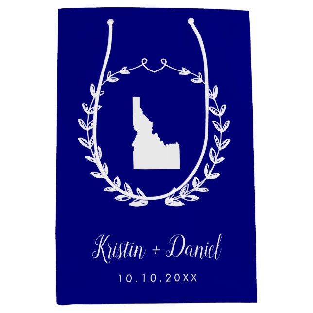Sac Cadeau Moyen Marine Blue Idaho Carte Mariage Bienvenue Swag (Devant)