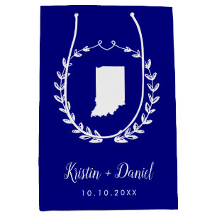 Sac Cadeau Moyen Marine Blue Indiana Carte Mariage Welcome Swag