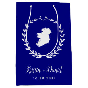 Sac Cadeau Moyen Marine Blue Ireland Carte Mariage Welcome Swag