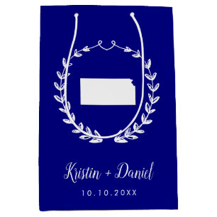 Sac Cadeau Moyen Marine Blue Kansas Carte Mariage Welcome Swag