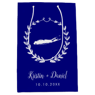 Sac Cadeau Moyen Marine Blue Long Island NY Carte Mariage Bienvenue