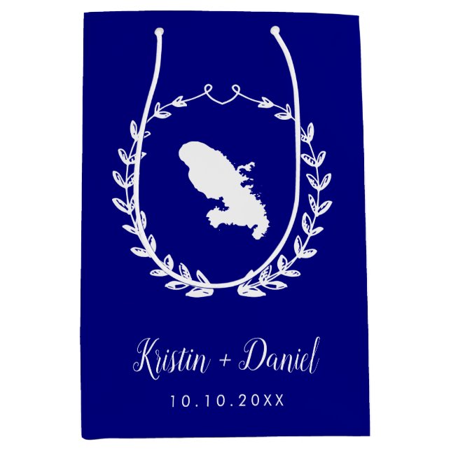 Sac Cadeau Moyen Marine Blue Martinique Carte Mariage Bienvenue Swa (Devant)