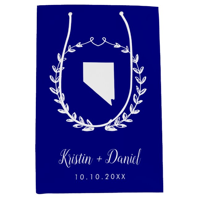 Sac Cadeau Moyen Marine Blue Nevada Carte Mariage Bienvenue Swag (Devant)