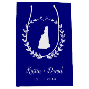 Sac Cadeau Moyen Marine Blue New Hampshire Carte Mariage Welcome Sw