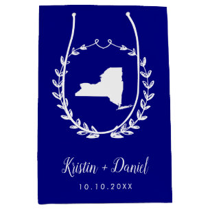 Sac Cadeau Moyen Marine Blue New York Carte Mariage Bienvenue Swag