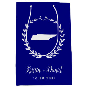 Sac Cadeau Moyen Marine Blue Tennessee Carte Mariage Bienvenue Swag