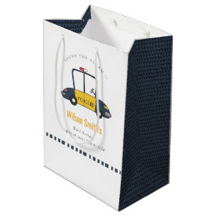 Sac Cadeau Moyen Marine Jaune Police Voiture Enfants N'importe quel