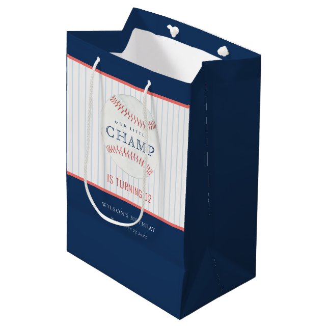 Sac Cadeau Moyen Marine Notre Petit Champ De Baseball N'Importe Que (Devant Angle)