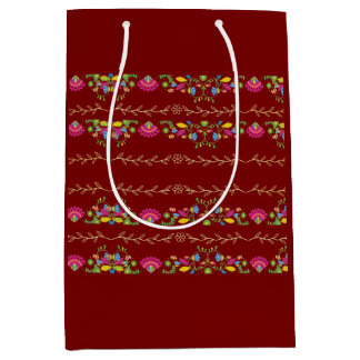 Sac Cadeau Moyen Maroon floral design