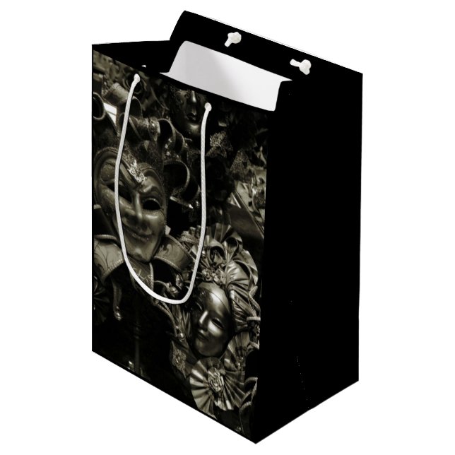 Sac Cadeau Moyen Mascarade gothique foncé Mascarade Masques noir et (Devant Angle)