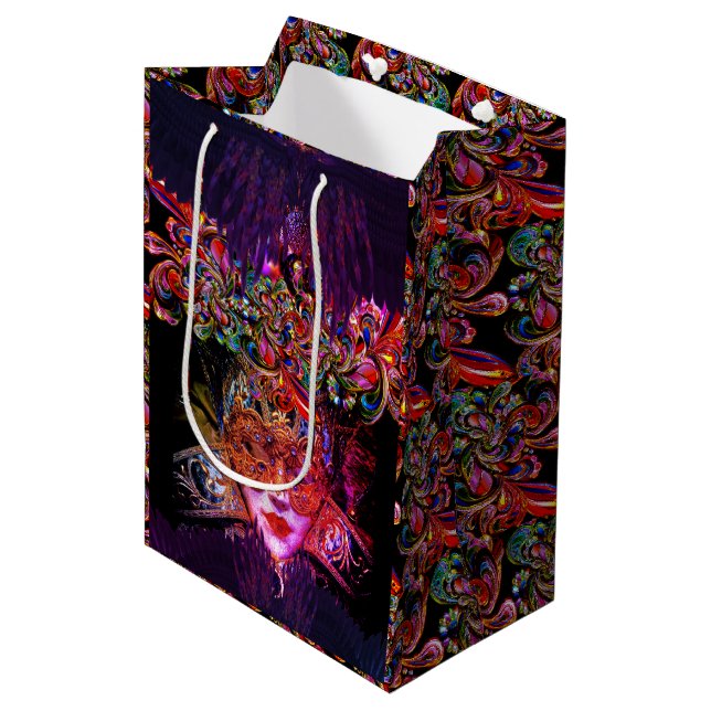 Sac Cadeau Moyen Masquerade Ball Beauté masque bijou ton gothique (Devant Angle)