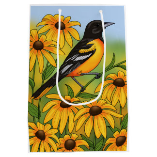 Sac Cadeau Moyen MD State Bird Oriole & Black eyed Susan Flower