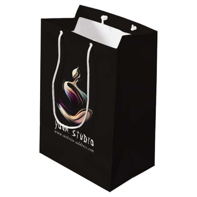 Sac Cadeau Moyen Méditation Yoga Instructeur Lotus Pose Brush Strok (Dos Angle)
