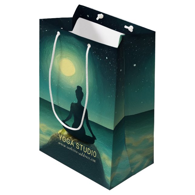 Sac Cadeau Moyen Méditation Yoga Poche sur Pleine lune Rock Stars N (Devant Angle)