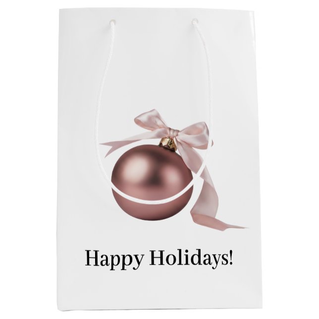 SAC CADEAU MOYEN MEDIUM DUSTY ROSE HOLIDAY ORNAMENT GIFT BAG (Devant)