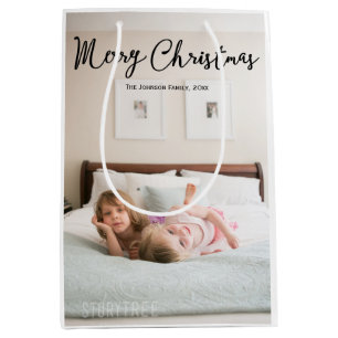 Sac Cadeau Moyen Meduim Cute Photo Noël Voeux Cadeaux