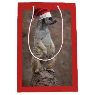 Sac Cadeau Moyen Meerkat Santa Claus