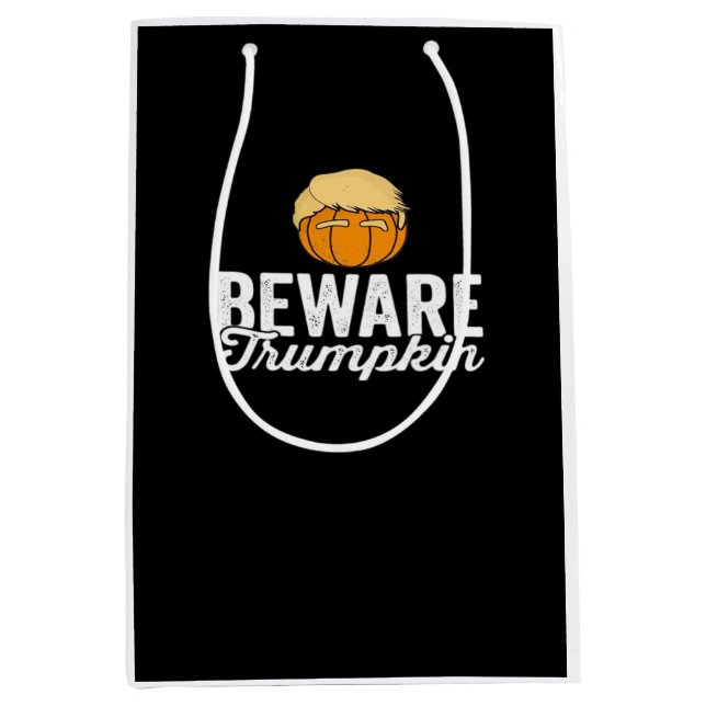 Sac Cadeau Moyen Méfiez-vous de Trumpkin drôle Halloween politique (Devant)