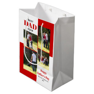 Sac Cadeau Moyen Meilleur papa Ever quatre photos Fête des pères ro