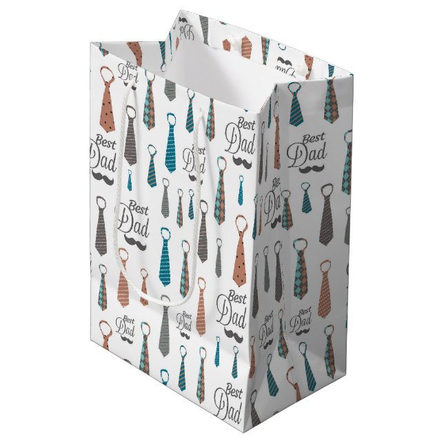 Sac Cadeau Moyen Meilleur Style Papa : Un Hommage Lié Et Véritable (Devant Angle)