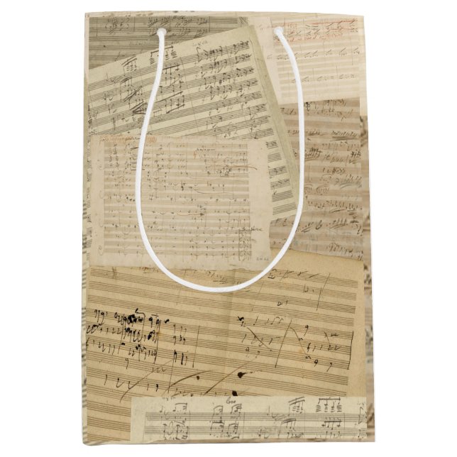 Sac Cadeau Moyen Mélange de manuscrit de musique de Beethoven (Devant)