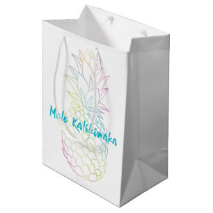 Sac Cadeau Moyen Mele Kalikimaka Ananas de Noël Tropical