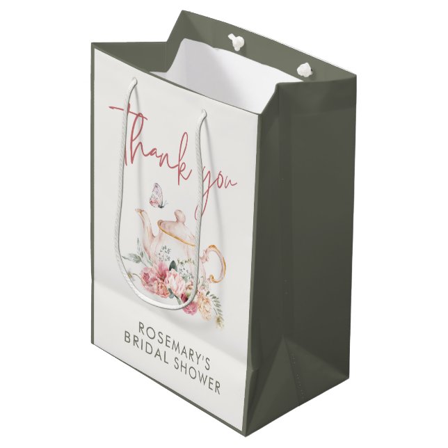 Sac Cadeau Moyen Merci de Fête des mariées Tea Party (Devant Angle)