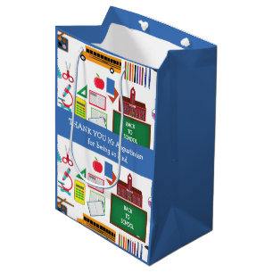 Sac Cadeau Moyen MERCI Enseignant Appréciation École BLUE