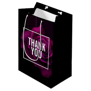 Sac Cadeau Moyen Merci gothique à fleurs violettes-rouges