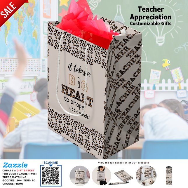 Sac Cadeau Moyen Merci Meilleur enseignant Citations personnalisées (Créateur téléchargé)