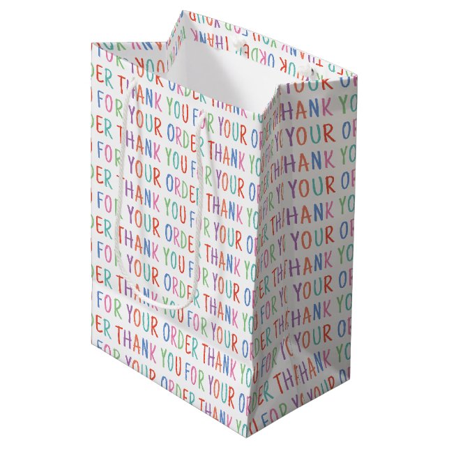 Sac Cadeau Moyen Merci Pour Votre Commande Coloré Simple Moderne (Devant Angle)