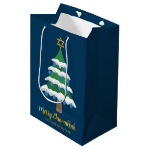 Sac Cadeau Moyen Merry Chrismukkah Cute Hanoukka Tree Party