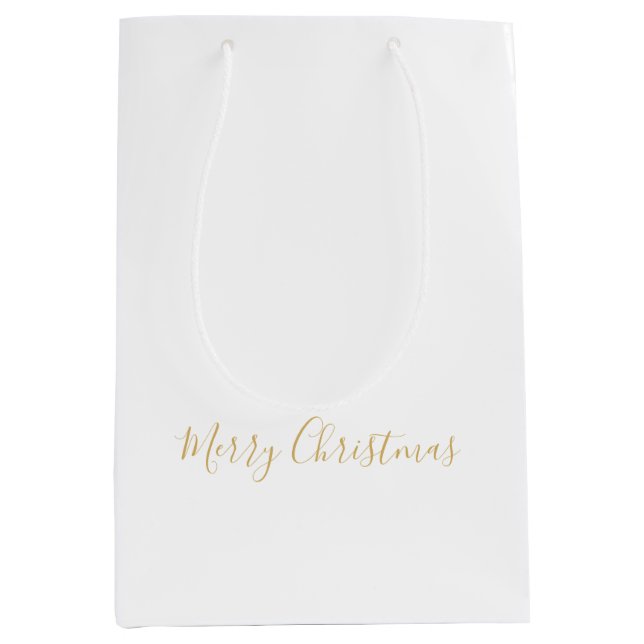 Sac Cadeau Moyen Merry Christmas in Gold, or Your Message (Devant)