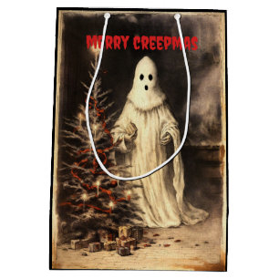 Sac Cadeau Moyen Merry Creepmas Éffrayant Fantôme Gothique Vintage