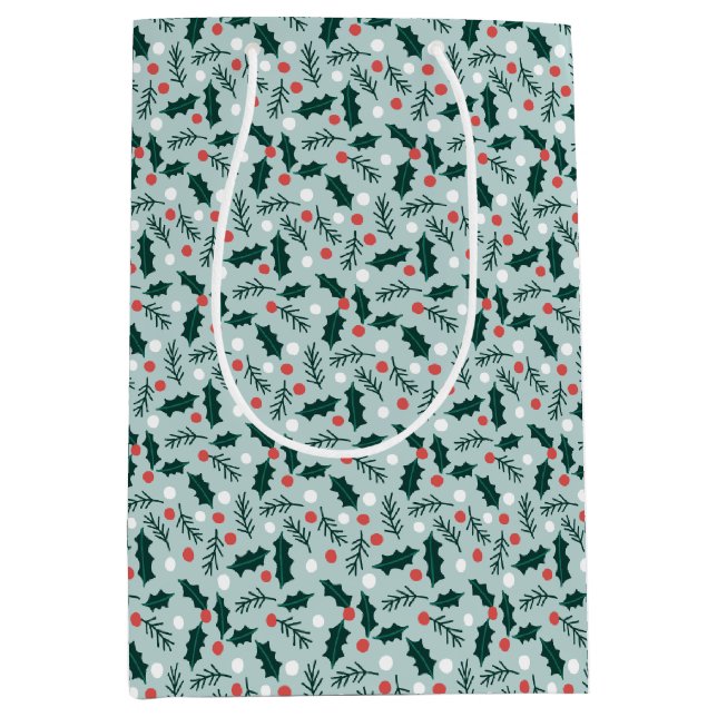 Sac Cadeau Moyen Merry Holly Days (Devant)