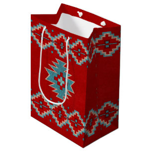Sac Cadeau Moyen Mesas sud-ouest Rouge et Turquoise