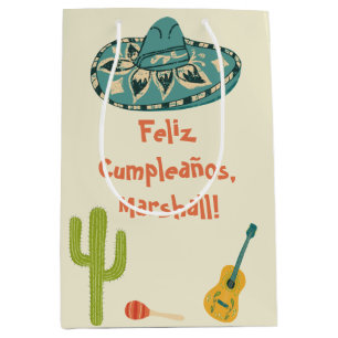 Sac Cadeau Moyen Message personnalisé Mexicain Thème Anniversaire