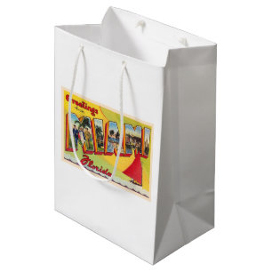 Sac Cadeau Moyen Miami Florida FL Vintage Grande Lettre Carte posta