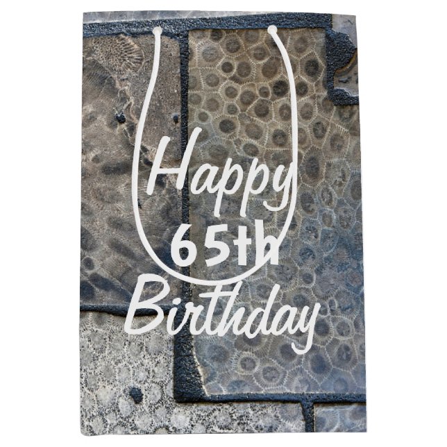 Sac Cadeau Moyen Michigan Petoskey Stone 65e anniversaire (Devant)