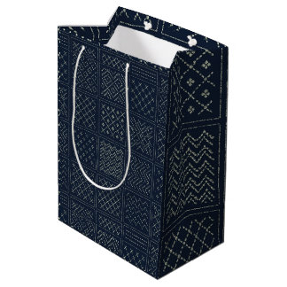 Sac Cadeau Moyen Midnight Navy Sashiko Patchwork