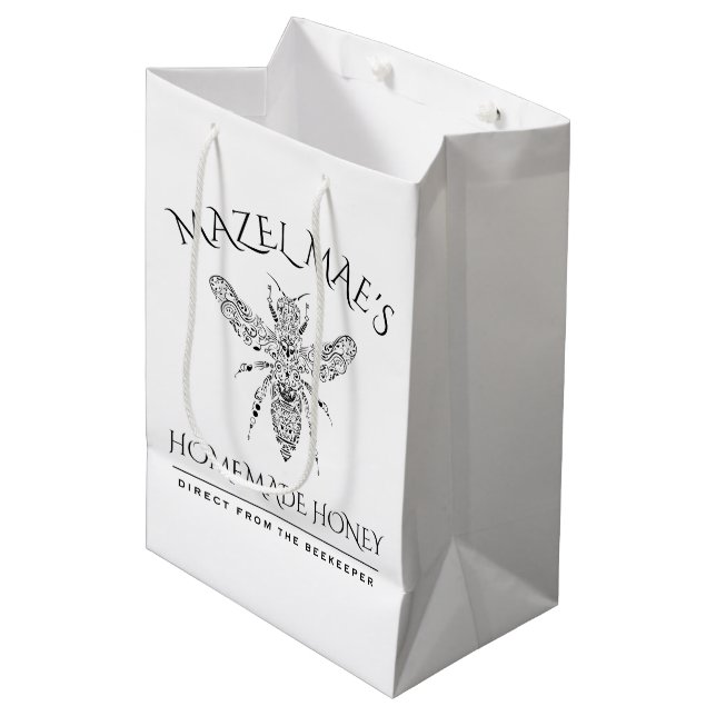 Sac Cadeau Moyen Miel maison personnalisé (Devant Angle)