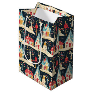 Sac Cadeau Moyen Mignonne Whimsical Fun & Festive Christmas Village