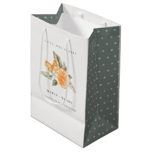 Sac Cadeau Moyen Minimal Orange Botanique Aimer Merci Mariage